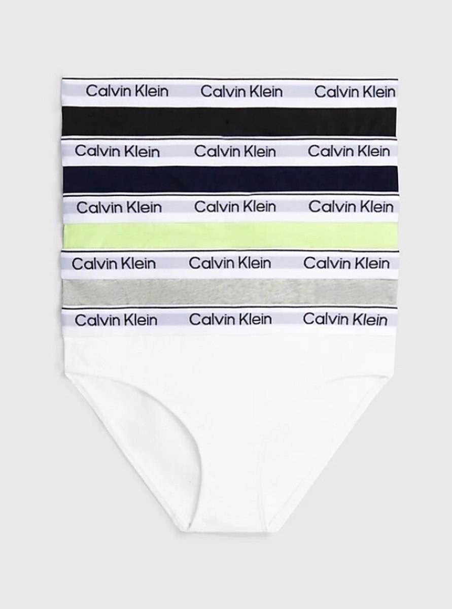 Calvin Klein 5-pack slips - Dusty Limon/Wit/Navy/Zwart/Grijs - 8/10 jaar
