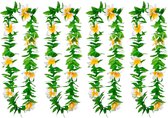 Boland Hawaii krans/slinger - 4x - Tropische kleuren mix groen/wit - Bloemen hals slingers