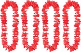 Boland Boland Hawaii krans/slinger - 4x - Tropische kleuren rood - Bloemen hals slingers