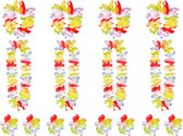 Boland Hawaii krans/slinger set - 4x - Tropische/zomerse kleuren mix - Hoofd/polsen/hals slingers