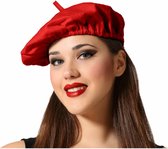Atosa Carnaval verkleed hoed/baret in Franse stijl - rood - heren/dames - Frankrijk thema