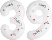 Folie Ballonnen Cijfers 39 Jaar Happy Birthday Verjaardag Versiering Cijferballon Folieballon Cijfer Ballonnen Wit 70 Cm