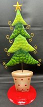 Metalen Kerstboom op standaard - meerkleurig - Kerstdecoratie - Hoogte 25 x 11 x 9 cm - Seizoens decoratie - Kerst decoratie