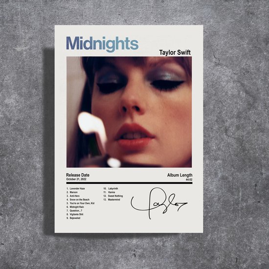 Taylor Swift - Midnights - Metalen Poster 30x40cm - white album cover | bol