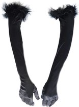 BamBella® - Gant Long plumes noires - Gants sexy femme -