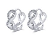 Oorringen dames - infinity - Zirkonia oorbellen - 925 zilver plated - cadeau voor vrouw - valentijnscadeautje - valentijn - Liefs Jade