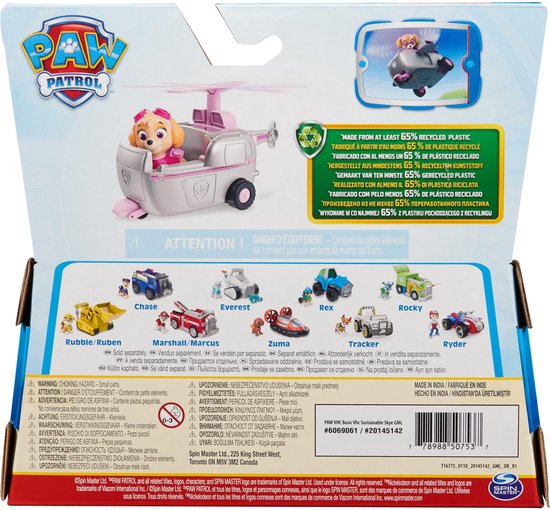 PAW Patrol LA PAT' PATROUILLE - VÉHICULE + FIGURINE STELLA - Véhicule de 15 cm Avec 1 Figurine À Collectionner Pat' Patrouille - - 6061800 - Jouet Enfant 3 Ans et +