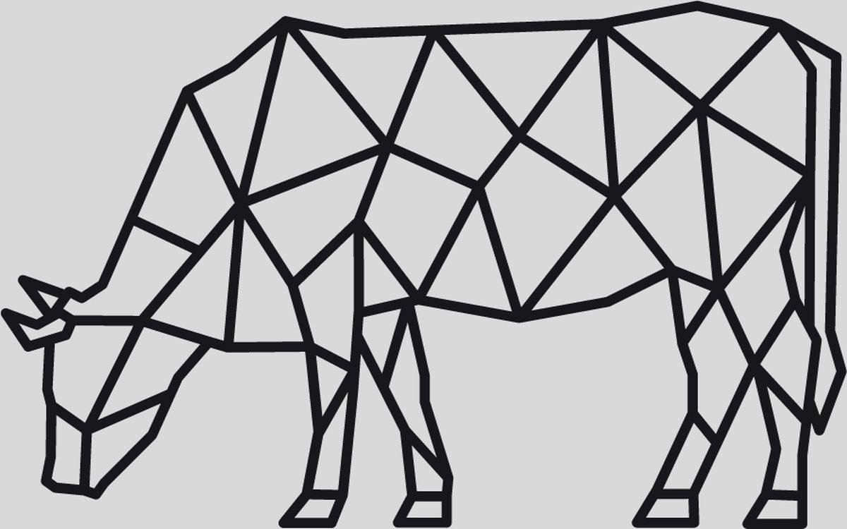 WandStaal - Koe - Silhouette - Metaalkunst - Zwart - 500x312x2 Geometrische Dieren - Wanddecoratie - Muurdecoratie - Inclusief bevestigingsmateriaal