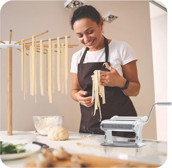 Pasta Handmatige pastamachine Pastamaker voor lasagne, ravioli, spaghetti en tagliatelle I Volledig van roestvrij staal met metalen handvat