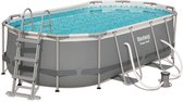 Bestway - Power Steel - Opzetzwembad inclusief filterpomp en zwembadtrap - 427x250x100 cm - Rechthoekig