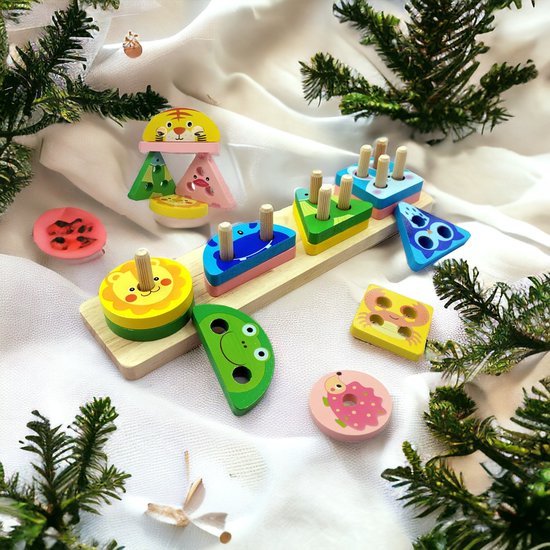 Ulanik Ballen in Nester starterset Montessori speelgoed voor kleine kinderen vanaf 1 jaar sensorische houten spellen om te tellen en te sorteren, kleuren leren, 4 ballen in kopjes