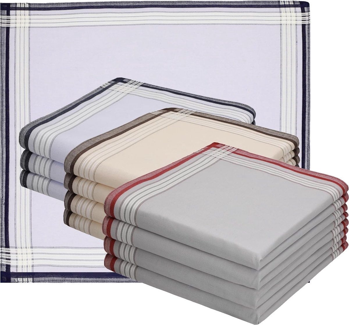 Goedkoopste 12 stuks stoffen zakdoekenset Leo 4 100 katoen afmeting 40x40 cm