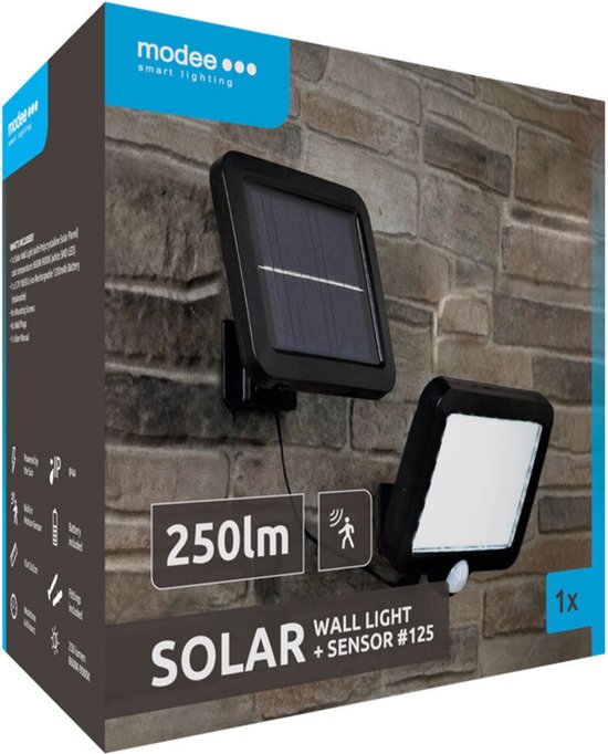 Modee Lighting - LED Solar wandlamp met sensor - 9000K daglicht wit - 250 Lumen - IP44