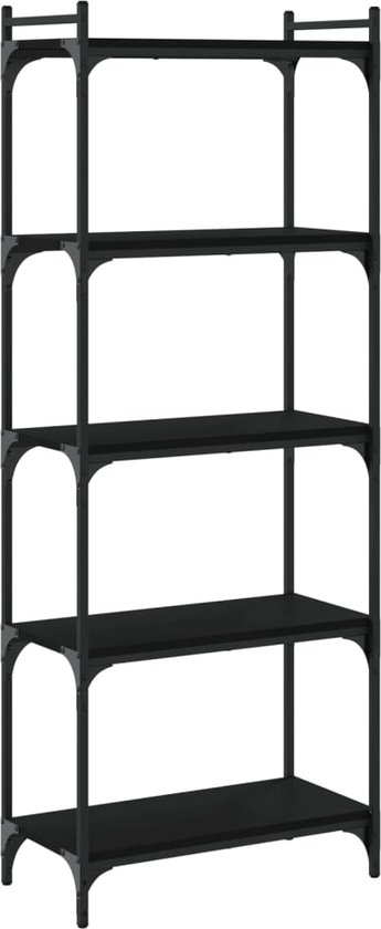 vidaXL - Boekenkast - 5-laags - 60x30x154 - cm - bewerkt - hout - zwart