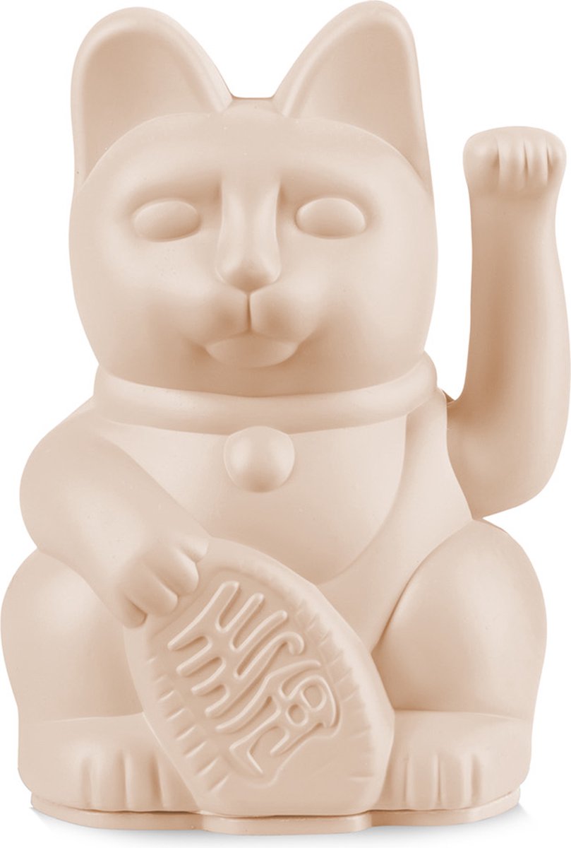 Lucky Cat Mini - Zwaaiende Gelukskat - Maneki Neko - Ocher (Creme/Beige) - Mini - 10cm - Donkey Products