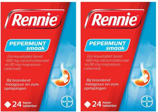 Rennie Pepermunt Kauwtabletten - 2 x 24 tabletten