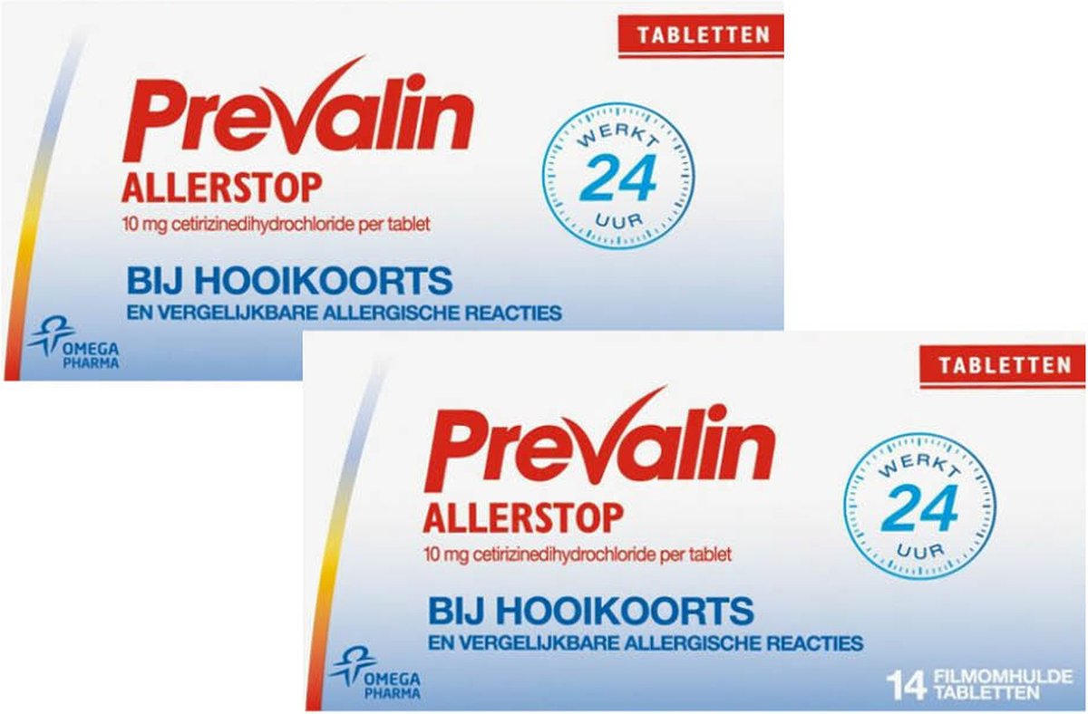 Prevalin Allerstop Allergietabletten Cetirizine 10 mg - 2 x 14 tabletten - Prevalin