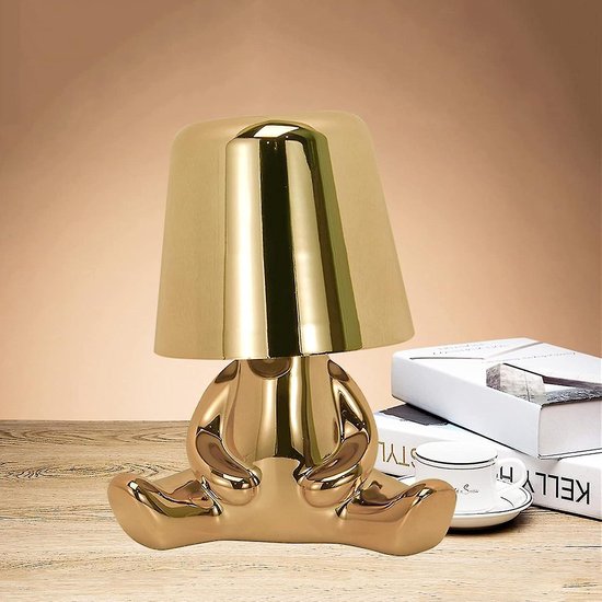Lampe de table tactile de chevet, lampe Gold Thinker - Lampe de bureau -  Rechargeable