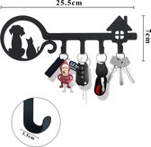 Muursleutelhanger, dier creatieve sleutelhaken, wandsleutelhouder organizer, sleutelplank metaal met schroeven, voor het ophangen van kleine accessoires en huissleutels (zwart)