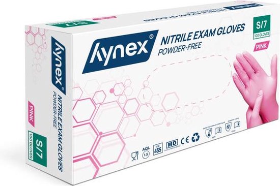 Foto: Hynex nitril handschoenen maat s roze 100 doos 3 5gram