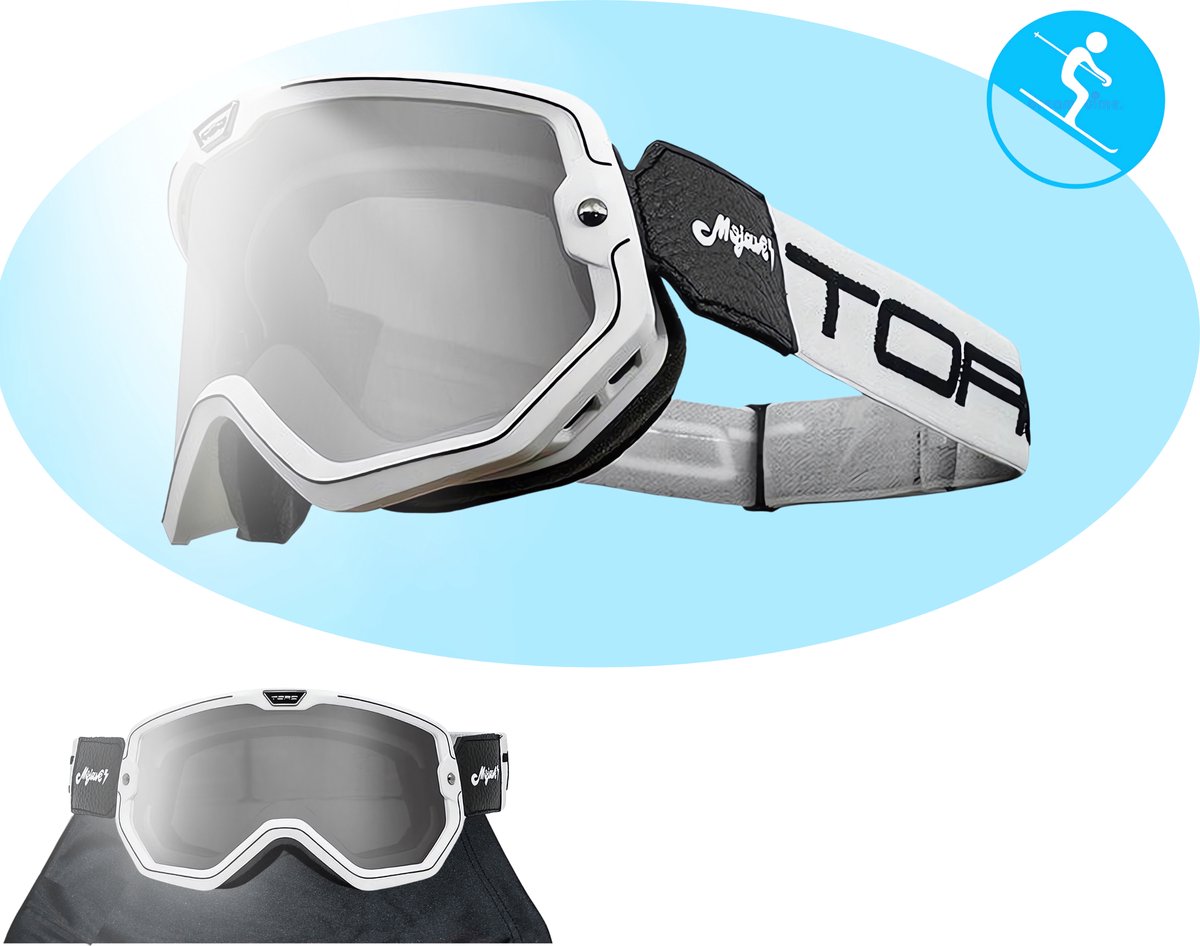TORC ® Finished Skibril - Anti-Fog & Krasbestendige Lens - Inclusief Microfiber Hoesje – Anti Slip Band -Ook Geschikt voor Snowboarden - Licht Flexibel Frame met 3-Laags Foam Voering - Extra Heldere Lens Inbegrepen.