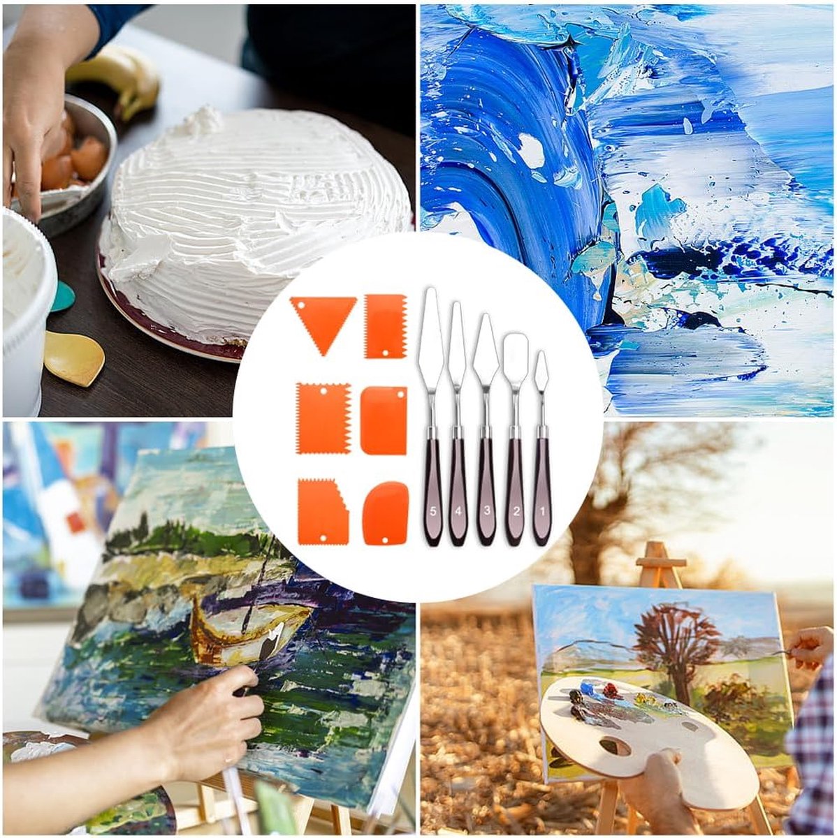 Ensemble De 8 Couteaux à Peinture Spatules Polyvalentes Couteaux à