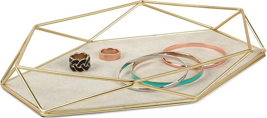 Sieradenplateau - sieradendienblad voor ringen, oorbellen, armbanden, horloges en andere accessoires, metaal / mat goud