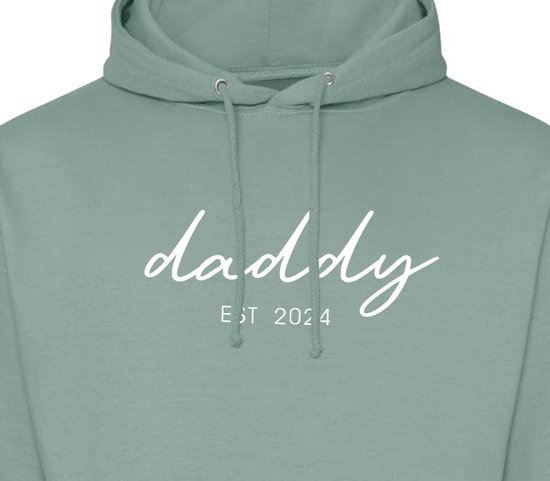 Hoodie heren met capuchon - Sweater heren capuchon - Cadeau papa - Cadeau papa kerst - Cadeau papa vaderdag - Daddy est 2024 - Olijfgroen L