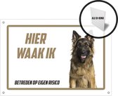 Waakbord/ bord alu di-bond | "Hier waak ik!" | 30 x 20 cm | Duitse Herder | Aluminium bord | Met 4 boorgaten | Herdershond | Dog | Waakhond | Hond | Betreden op eigen risico | Afschrik | Mijn huisdier | Roestvrij | 1 stuk