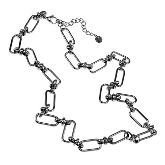Collier Femme 50 cm - Acier Inoxydable Plaqué Or Wit 14 Carats - Chaîne de maillons Ovales - Ajustable