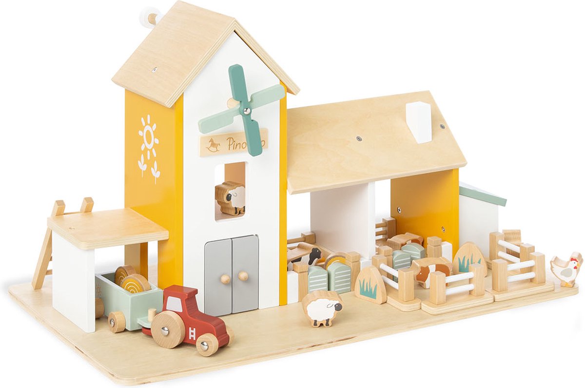Pinolino boerderij Henro met accessoires – houten speelgoed set