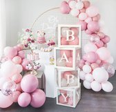 Baby Shower Decoraties Box Kit - 4 Stks Wit Transparant Vierkante Baby Douche Dozen inclusief BABY Letters voor Meisje Jongen voor Thema Feestbenodigdheden Decoratie/Verjaardag/Baby Shower