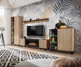 ZHPK Elegante woonkamer meubelset met bio ethanol sfeerhaard - hout - 4 delig - niet elektrisch