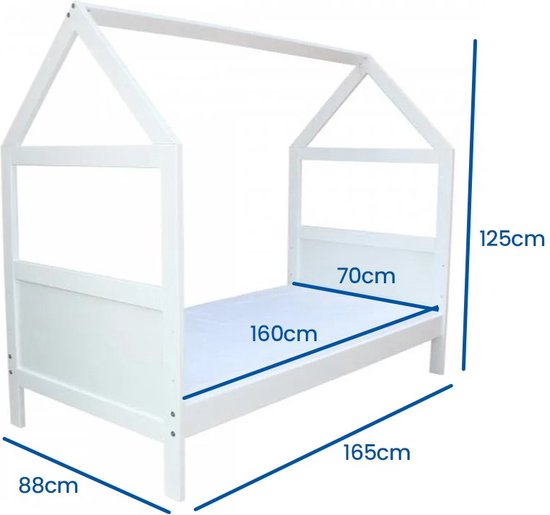 Kinder bed - houten bed - huisbed - vurenhout 160 x 70cm