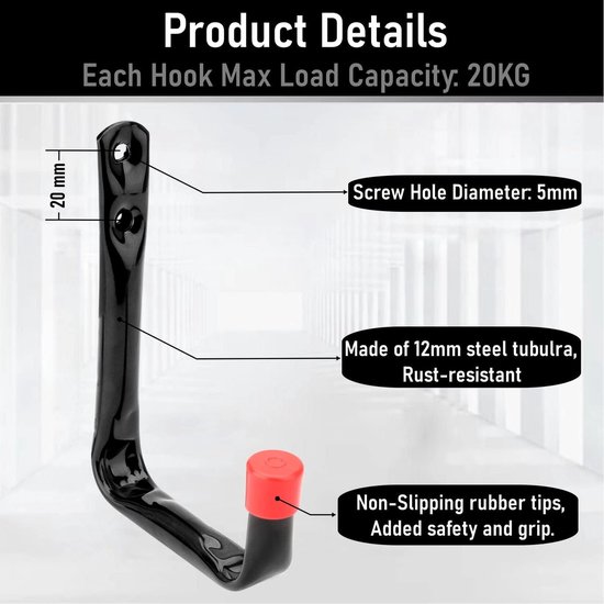 FYY Garagenhaken 2er Set - Schwere Wandhaken Für Gartengeräte & Reifen