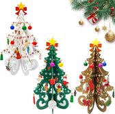 Bol.com 3 stuks mini-kerstboomdecoratie van hout kerstboom kunst voor het bureau kerstboom voor Kerstmis tafeldecoratie bruin + ... aanbieding