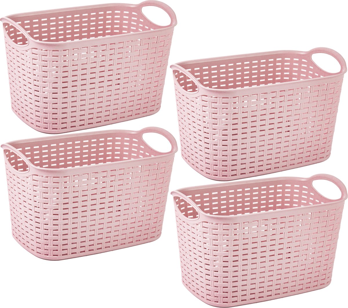 Plasticforte opbergmand/kastmandje - 4x - 6,4 liter - roze - kunststof - 19 x 29 x 18 cm