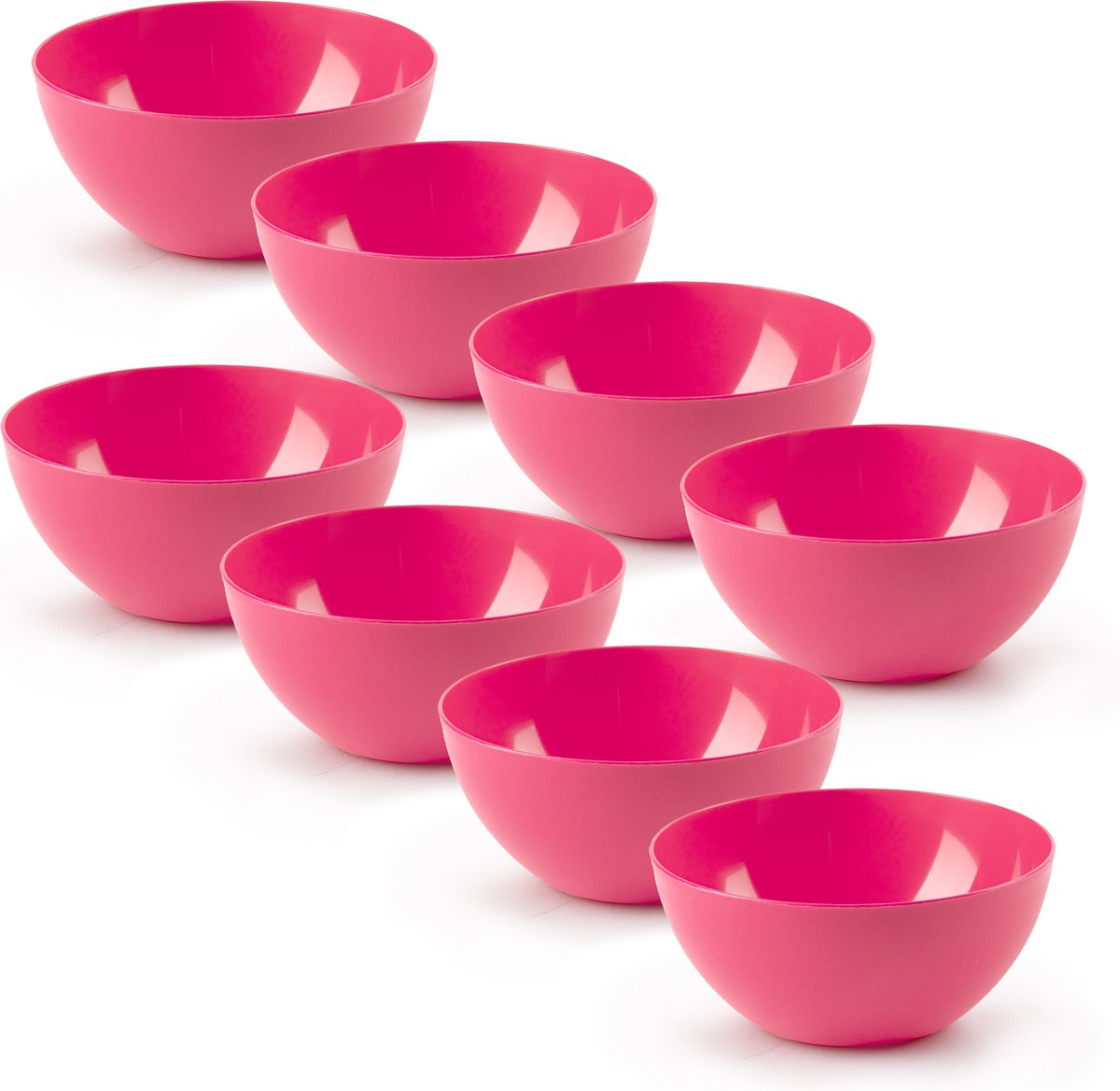 Plasticforte kommetjes/schaaltjes - 8x - dessert/ontbijt - kunststof - D17 x H8 cm - fuchsia roze