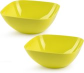 Plasticforte serveerschaal/saladeschaal - 2x - D28 x H11 cm - kunststof - groen - 4800 ml