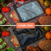 BREADNODIG® - Lot de 2 sacs à sandwich réutilisables - Fabriqués à partir de bouteilles en PET 100 % recyclées - Sac à lunch - Emballage alimentaire - Boîte à lunch - Convient également comme sac de congélation - 30x20cm - Vert pastel et Zwart