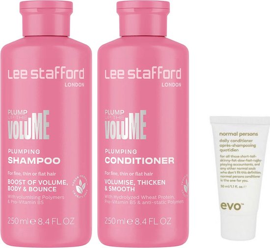 Lee Stafford - Bigger Fatter Fuller Shampoo + Conditioner - + Gratis Evo Travelsize - Plump Up The Volume