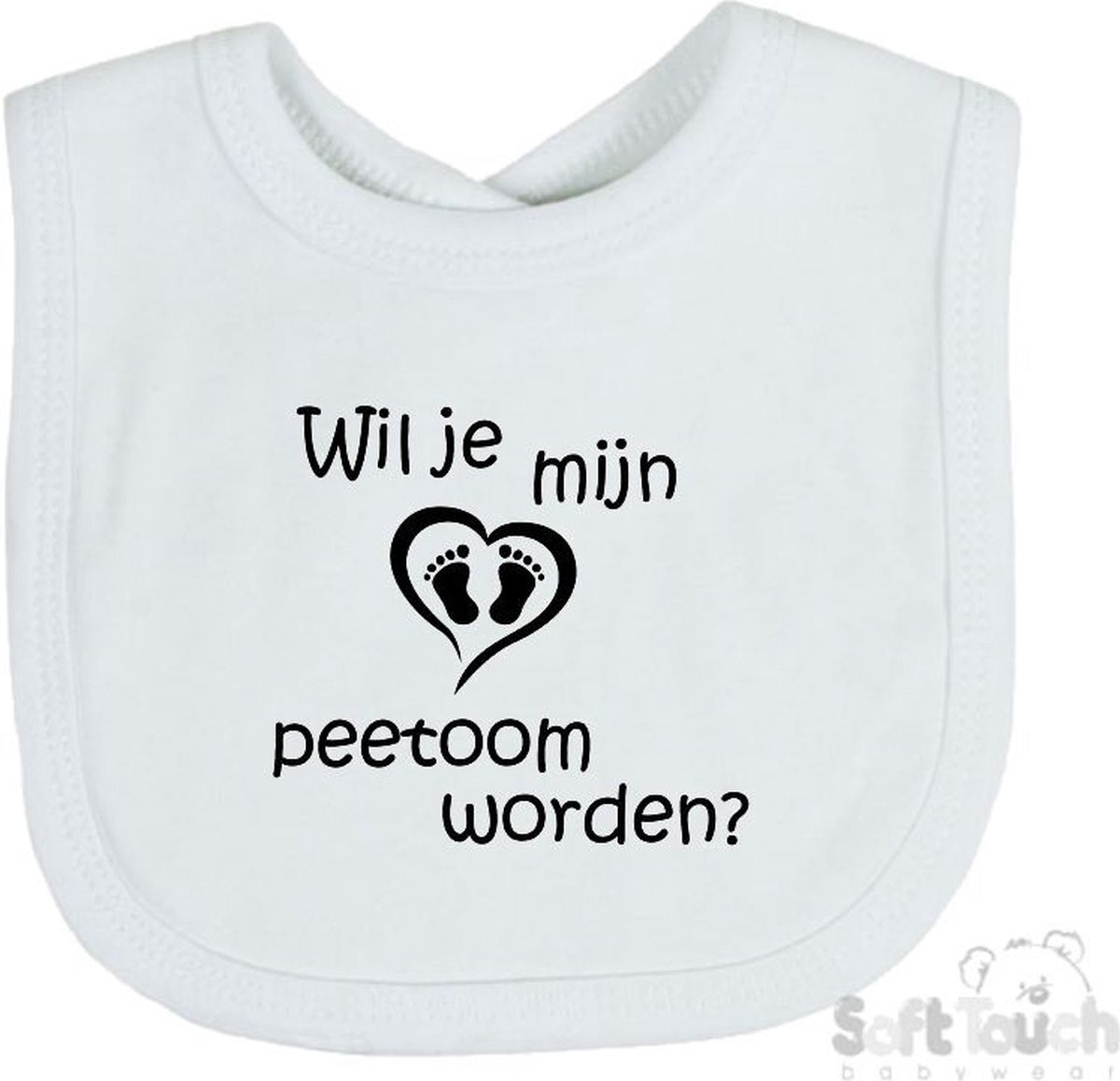 Goedkoopste Soft Touch Slabber Slabbetje Slab Wil je mijn peetoom worden Unisex Katoen Wit/zwart Maat 33x22 Cm
