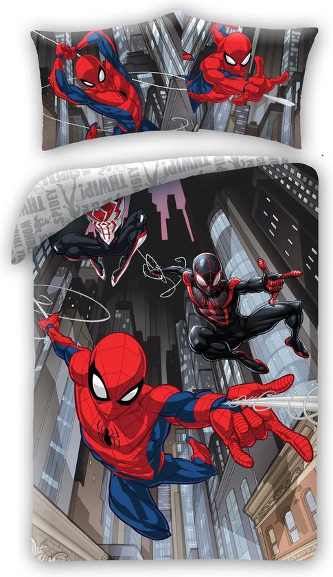 SpiderMan Dekbedovertrek, Night Heroes - Eenpersoons - 140 x 200 cm - Katoen