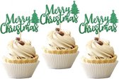 Taart topper / Prikker / Merry Christmas / kerstboom / Kerst / Christmas / Feestdag / Groen