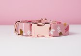 Awesome Paws halsband hond - Honden Halsband Roze Floral Patroon - Bloemen pink - Handmade | Maat S