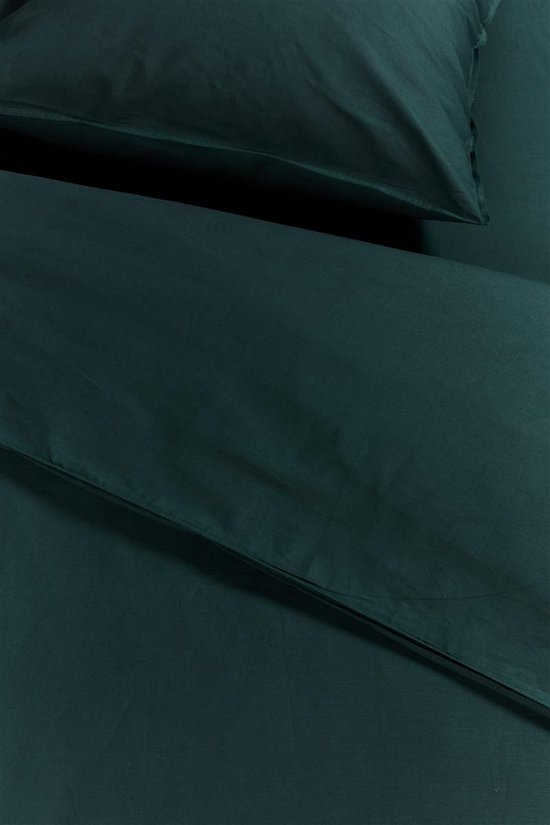 Ambiante Cotton Uni dekbedovertrek - Effen - Lits-Jumeaux - 240x200/220 - Donker Groen van Merkloos — afbeelding 2