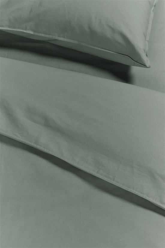 Ambiante Cotton Uni dekbedovertrek - Eenpersoons - 140x200/220 cm - Groen van Ambiante — afbeelding 5