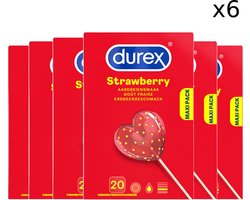 Durex - Condooms - Strawberry - 20st x 6 - Voordeelverpakking