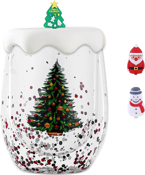 Dubbelwandig glas met Kerstboom| – De Theeplantage