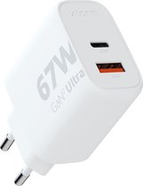 Xtorm GaN2 Ultra Oplader 67W - GaN-technologie - USB-C en USB-A - Power Delivery - GRS gerecycled plastic - Wit